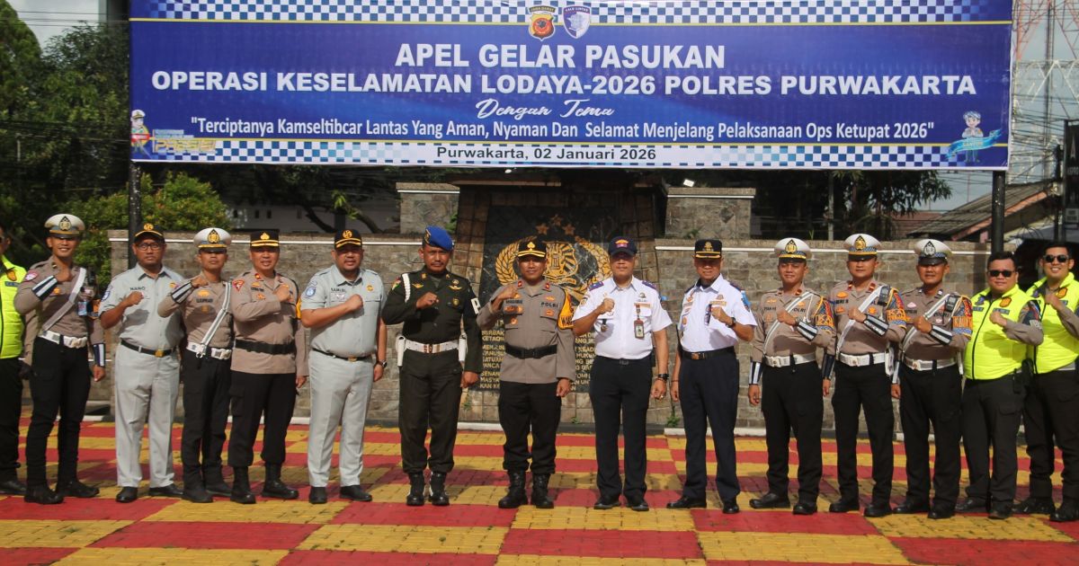 Siap Wujudkan Kamseltibcarlantas, Polres Purwakarta Gelar Apel Pasukan Operasi Keselamatan Lodaya 2026
